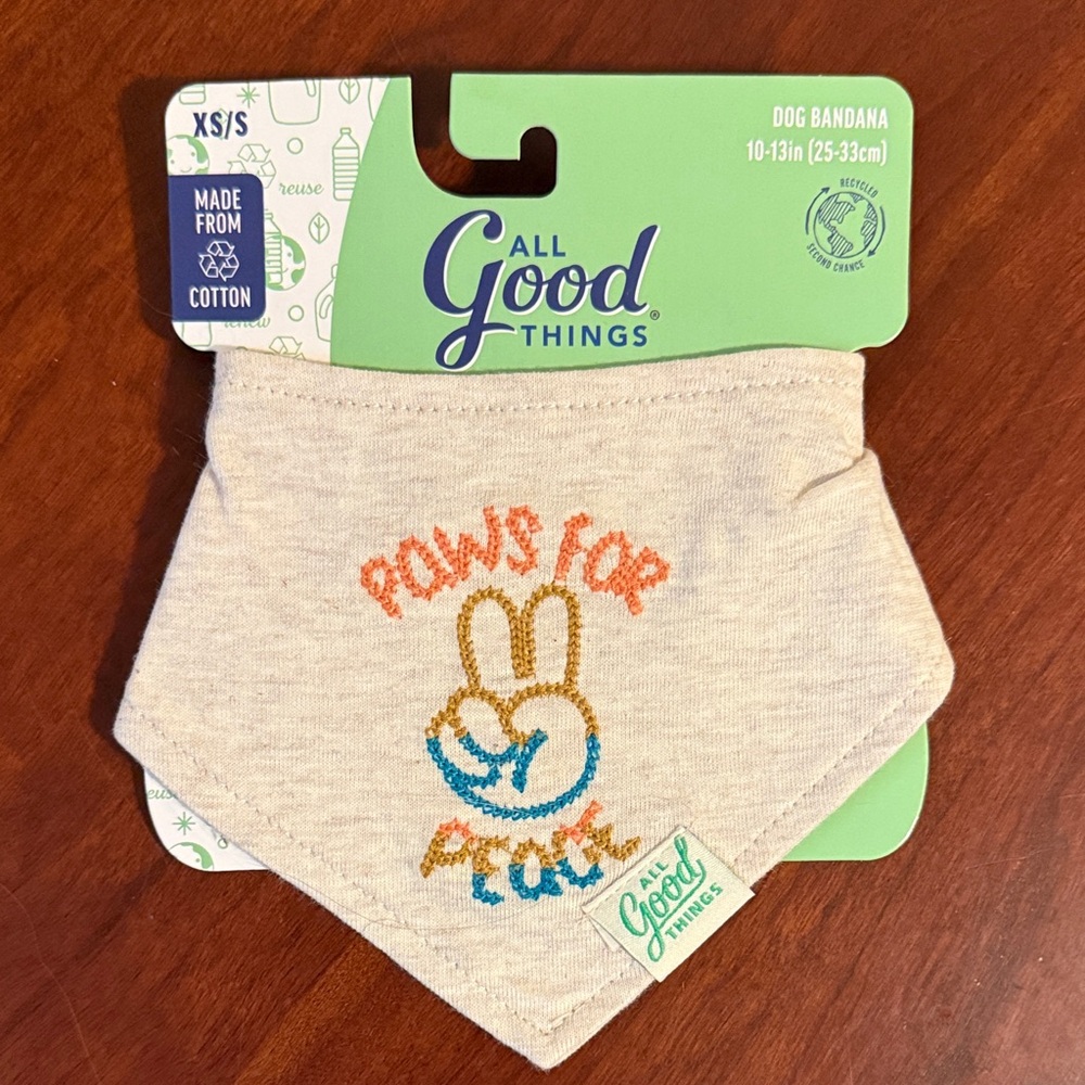 Pet Bandana - Cream with Orange and Blue